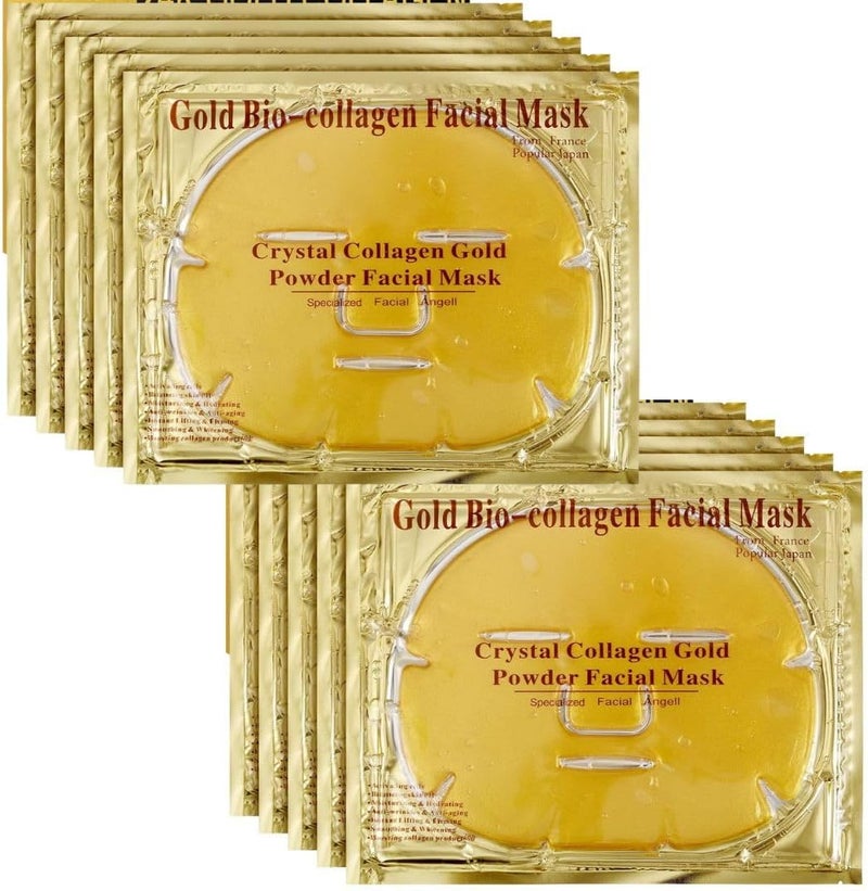 10 x Gold Face Mask 24k Gold Crystal Gel Collagen Facial Masks Treatment Anti Aging Puffiness Skincare Anti Wrinkle Tighten Skin