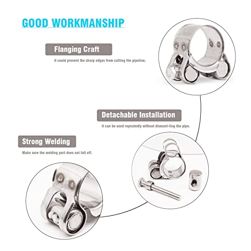 PEROMI 4 Pack 20-22mm T-Bolt Hose Clamp, Stainless Steel_304 Intercooler Pipe Tube Clamps, Turbo Pipe Clamps, Clamp Adjustable Range 0.78"-0.86” - Image 4