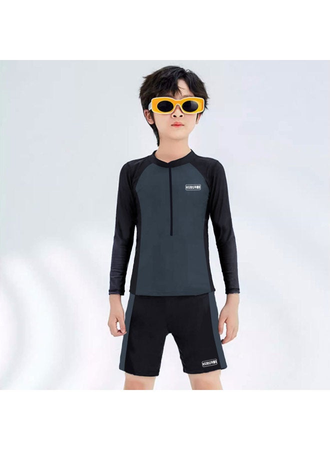 Generic Children's Swimsuit Sun Protection Quick-drying Split Long Sleeve Boys And Girls Warm Diving Suit Comfortable Jellyfish Clothing Middle And Big Children's Swimsuit-Color:Girl's Three-piece Suit- - Image 4