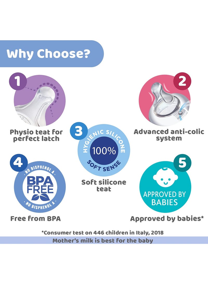 Chicco Well-Being Baby Feeding Bottle, 330ml, 4+ Months | Advanced Anti-Colic Nipple | Soft Silicon Teat | Wide Neck, Anti-Drip Bottle |BPA Free (Pink) - Image 4