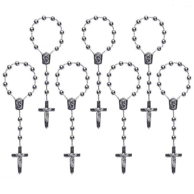 30 PC WHITE BAPTISM CONDUCIVE TO SEVENCOLOR ACCENT MINI ROSARY AB ACRYLIC BEADSRECUERDITOS DE BAUTISMOCHRISTENING FAVORSDECENARIOSTEN YEARSFINGER ROSARY SILVER