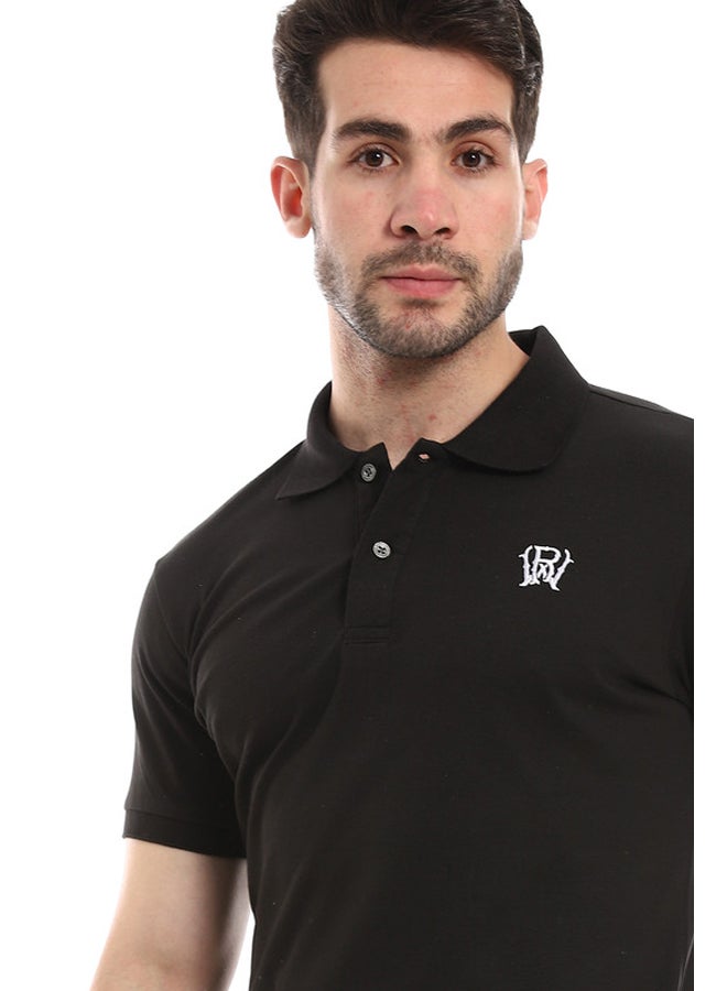 WHITE RABBIT Pique Comfy Black Polo Shirt - Image 4