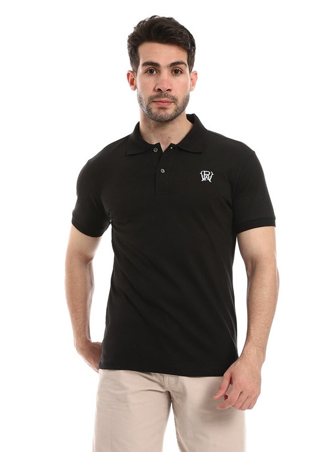 WHITE RABBIT Pique Comfy Black Polo Shirt - Image 1