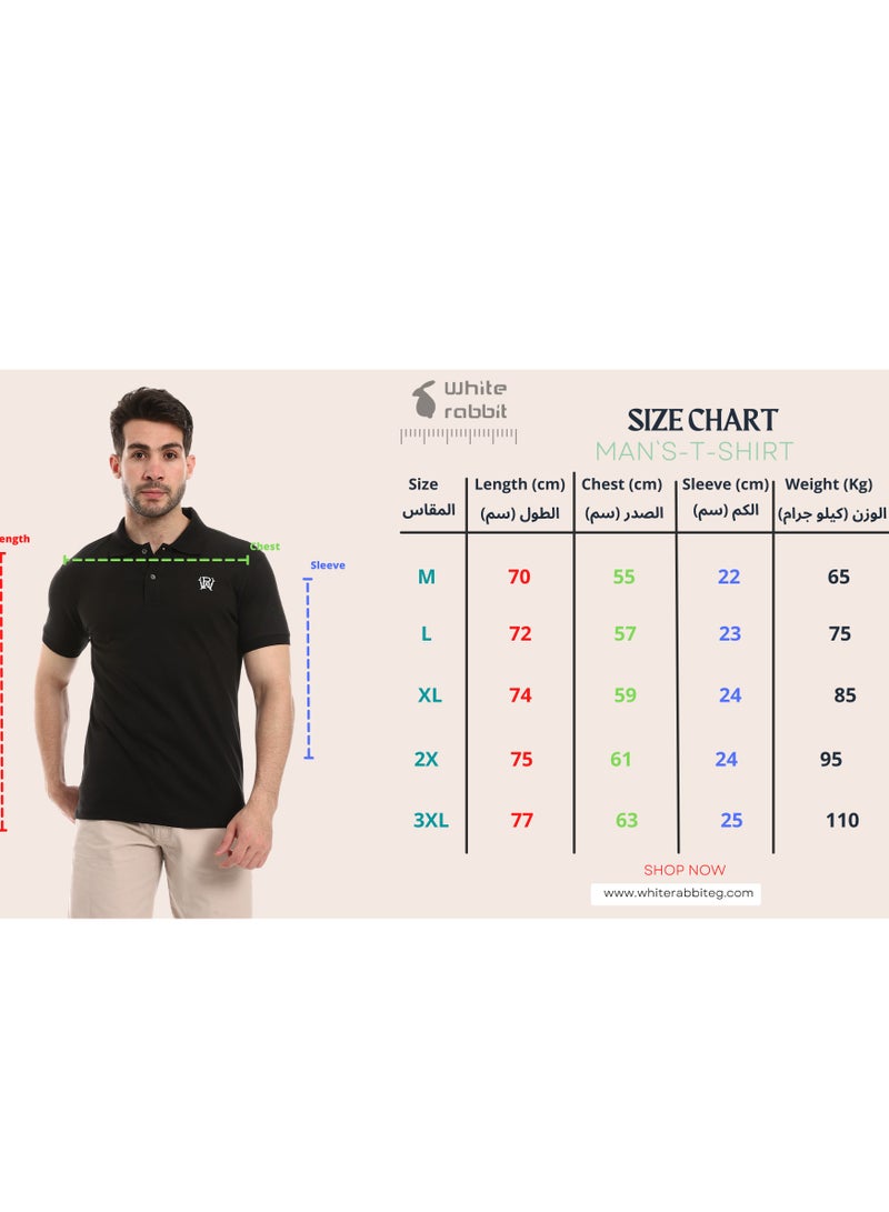 WHITE RABBIT Pique Comfy Black Polo Shirt - Image 5
