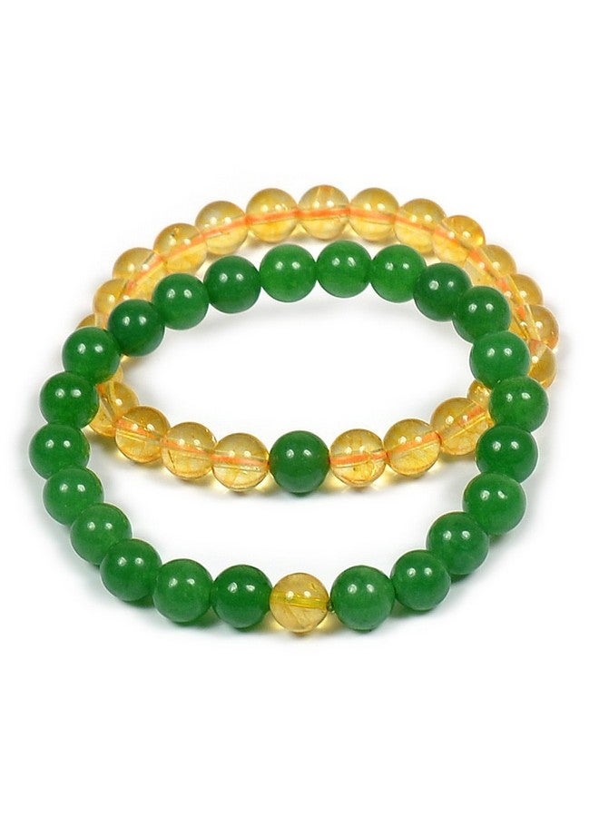 Reiki Crystal Products Combo Bracelet: Citrine With Green Aventurine, 8 Mm Stone for Unisex Adult - Image 1