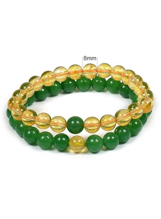 Reiki Crystal Products Combo Bracelet: Citrine With Green Aventurine, 8 Mm Stone for Unisex Adult - Image 2