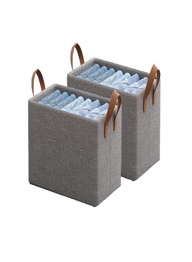 QUEBERS Collapsible Storage Box Organizer Cubes for Wardrobe Clothes with Handles - Foldable Baskets for Toys, Books, Shelves, and Closets - Foldable Storage Box Organiser - Image 1