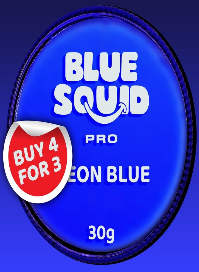 Blue Squid PRO Face Paint - Professional Water Based Single Cake Facepaint & Body Paints - SFX Makeup, Kids Adults Face Painting for Costume, Halloween, Cosplay - Neon Blue 30g / 1oz - Image 1