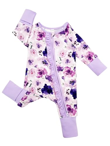 Bow Dream Baby Girl Clothing Footies Bamboo Rayon Baby Girl Clothes Baby Romper Jumpsuit Newborn24 Months Pink Lilac Flower Cat 612 Months - Image 3