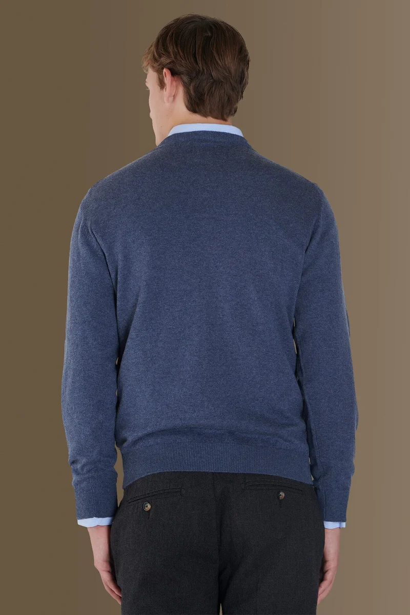 Doppelganger Grey Round neck sweater in cotton- wool blend - Steel for Men | Best Price UAE