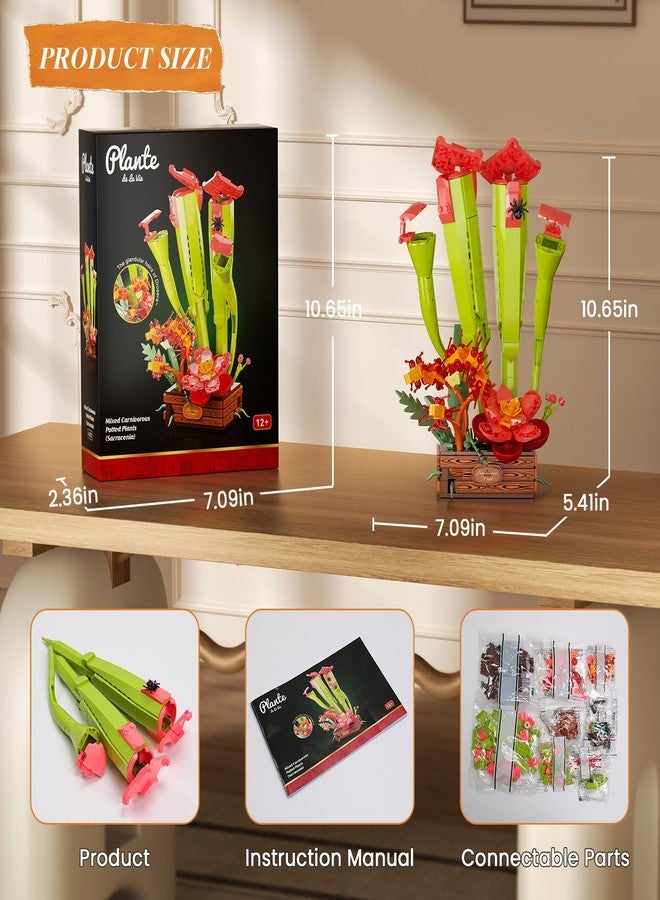 JAKI Carnivorous Plant Bonsai Building Set - Sarracenia Pinguicula Drosera Artificial Plant Model Toy for Desk or Home Decor, Gift Idea for Nature Lovers Adult Kids 12+ - Image 3