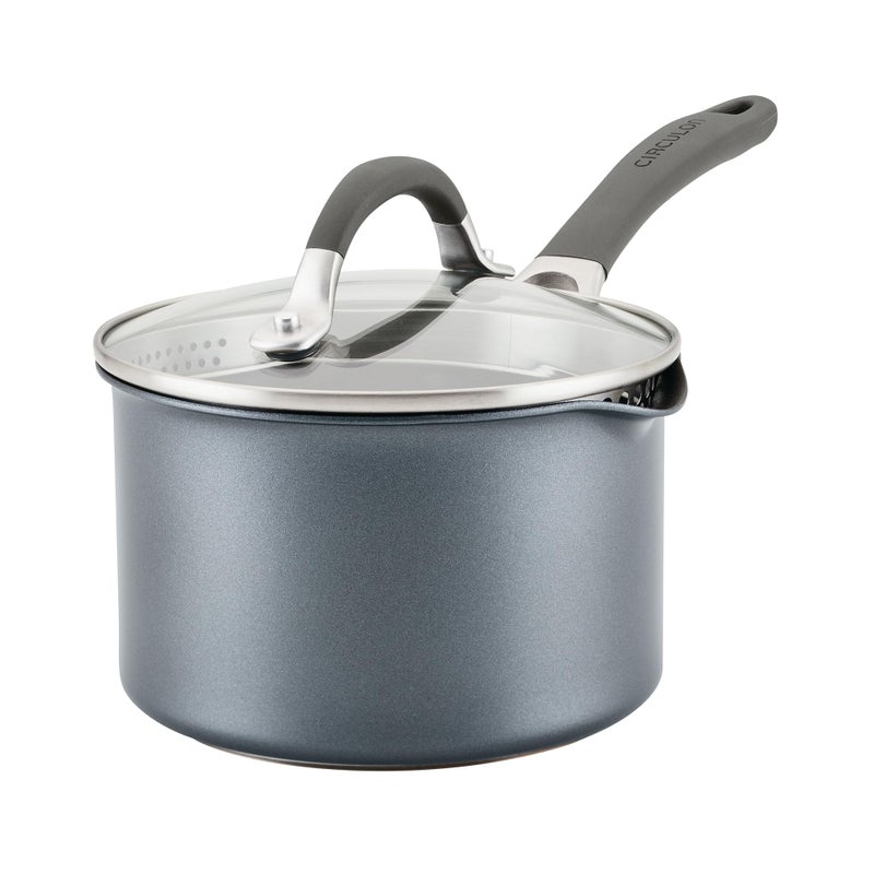 Circulon A1 Series with ScratchDefense Technology Nonstick Induction Straining Sauce Pan with Lid, 2 Quart, Graphite - Image 1