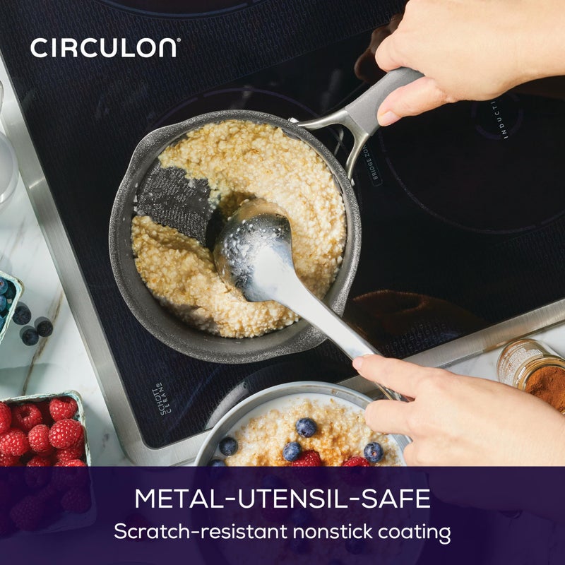 Circulon A1 Series with ScratchDefense Technology Nonstick Induction Straining Sauce Pan with Lid, 2 Quart, Graphite - Image 4