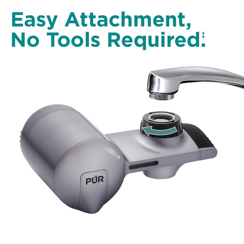 Pur Plus Horizontal Faucet Mount Filtration System with 3-in-1 Lead Reducing Filter, Water Filter for Sink, Lasts 100 Gallons, Compatible with Sinks with External Aerators, Metallic Grey - Image 5