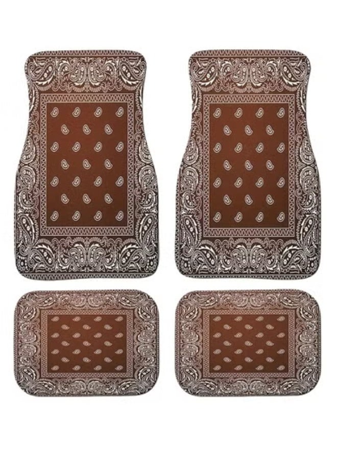 تيمو طقم سجادات أرضية سيارة بتصميم تركي شرقي عتيق - ٤ قطع أمامية وخلفية - Image 1