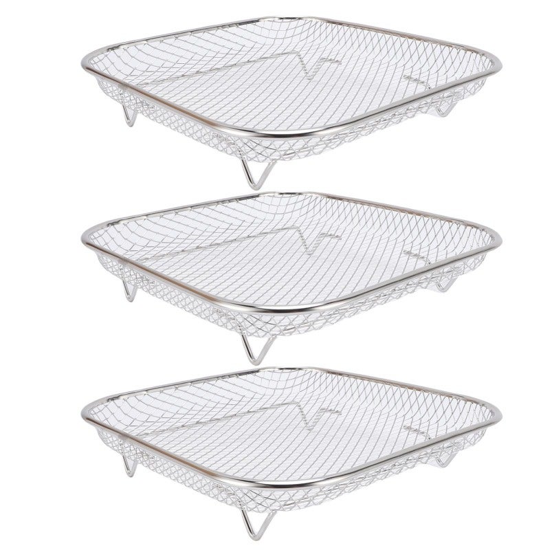 Fryer Rack Set 304 Stainless Steel Square Structure Multifunctional Detachable Oil Filtering Rack for Air Fryer Cooking - Easy to Clean for Healthier Kitchen Meals - Image 4