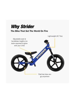 STRIDER Strider 12” Sport Bike - No Pedal Balance Bicycle for Kids 18 Months to 5 Years - Includes Safety Pad, Padded Seat, Mini Grips & Flat-Free Tires - Tool-Free Assembly & Adjustments- Blue  - Image 2