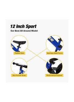 STRIDER Strider 12” Sport Bike - No Pedal Balance Bicycle for Kids 18 Months to 5 Years - Includes Safety Pad, Padded Seat, Mini Grips & Flat-Free Tires - Tool-Free Assembly & Adjustments- Blue  - Image 4