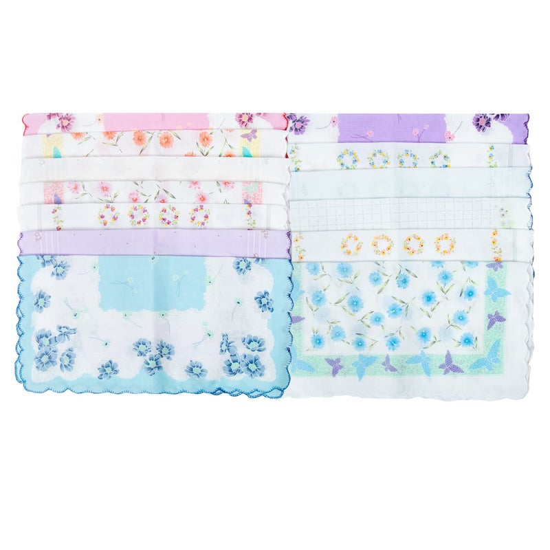 CoCoUSM Womens Vintage Floral Print Cotton handkerchiefs New 10 PCS - Image 2