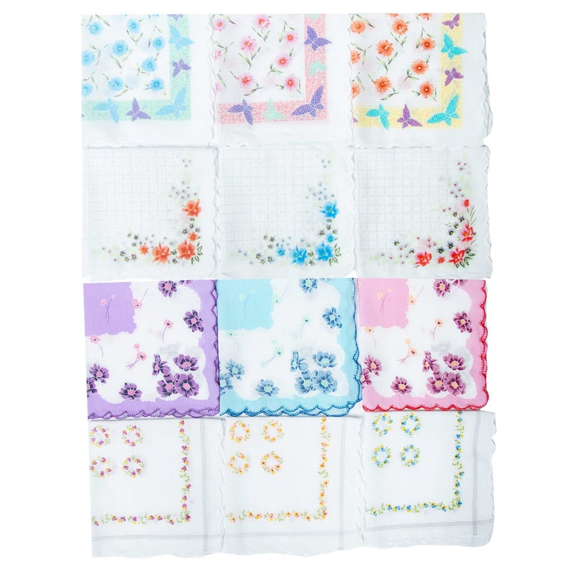 CoCoUSM Womens Vintage Floral Print Cotton handkerchiefs New 10 PCS - Image 5