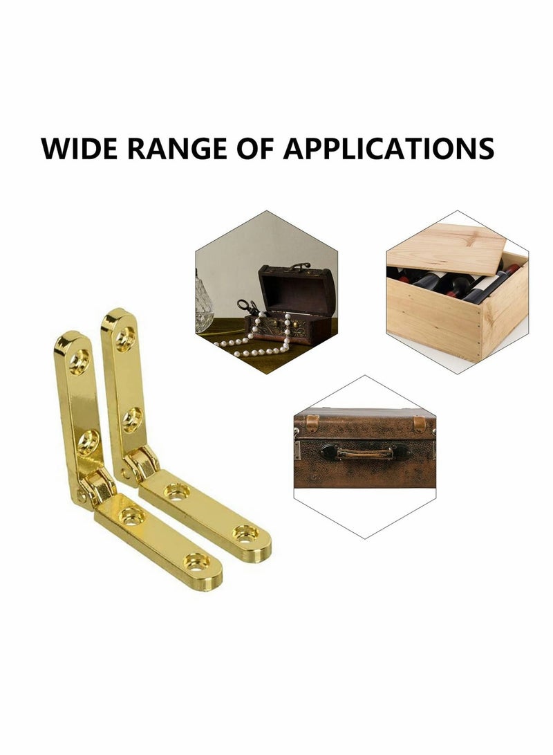 90 Degree Zinc Alloy Hinges for Wooden Jewelry Boxes 20 Pcs Mini Side Rail Hinges for Chest Cases and Cabinets 30 x 30mm Gold Finish - Image 3