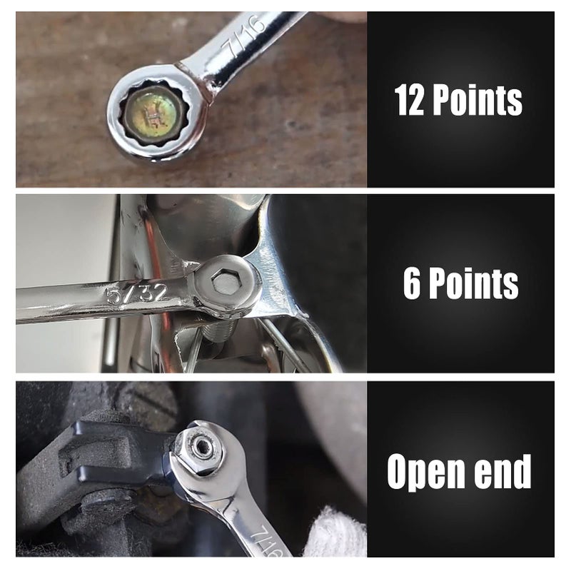 LEONTOOL Mini Wrench Set Sae 10 Pcs 5/32" To 7/16" Standard Combination Ignition Wrench Set Small Open End and Box End Spanner with Key Ring for Automotive Technicians and Industrial Users - Image 3