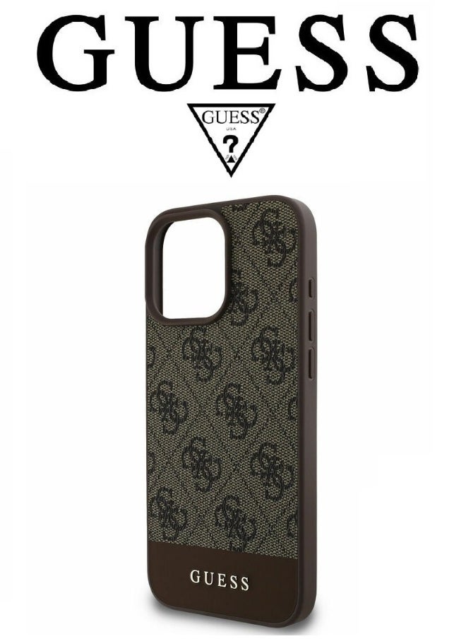 GUESS IPhone 16 Pro Max cover, with a logo and a leather design approved by the global brand Guess. From CG-MOBILE. In Brown  - Image 4