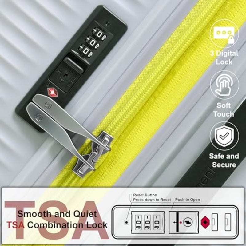 Travel suitcases set for airport and business trips, made of lightweight PP material, glacier grey color, expandable design with TSA lock and safe zippers - Image 3