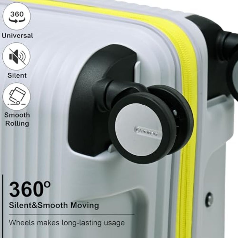 Travel suitcases set for airport and business trips, made of lightweight PP material, glacier grey color, expandable design with TSA lock and safe zippers - Image 4