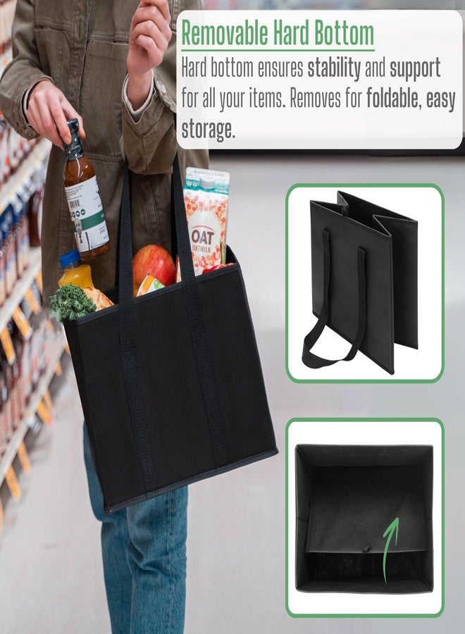 VENO 3 Pack Reusable Grocery Bags, Shopping Bags for groceries, Utility Tote with Handles and Hard Bottom, Foldable Shopping Cart Organizer, Multi-Purpose, Heavy-Duty (Black, 6 Gallon-3 Pack) - Image 3