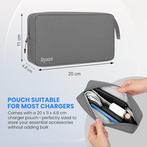 Dyazo 13.3 Inch Laptop Sleeve Case with Handle & Front Pocket and Charger Pouch Compatible for MacBook Air/Pro 14/ M2/M1, HP Envy 13, Chromebook & Notebooks (Grey) - Image 5