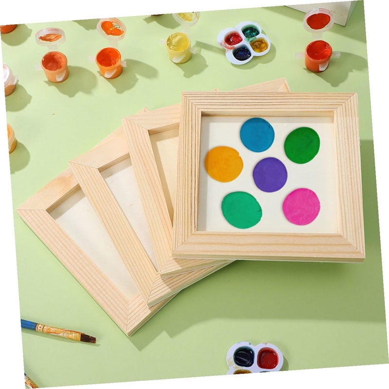 5 قطع إطارات صور DIY خشبية فارغة مقاس داخلي 16.5x16.5 سم، إطارات صور حرفية لعرض الأعمال الفنية ومشاريع الفن، وديكور غرفة الأطفال. - Image 4