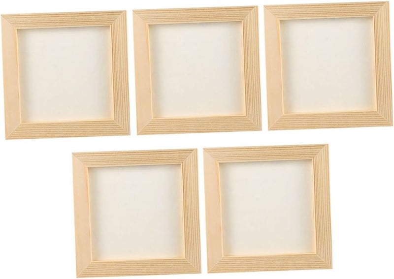 5 قطع إطارات صور DIY خشبية فارغة مقاس داخلي 16.5x16.5 سم، إطارات صور حرفية لعرض الأعمال الفنية ومشاريع الفن، وديكور غرفة الأطفال. - Image 1