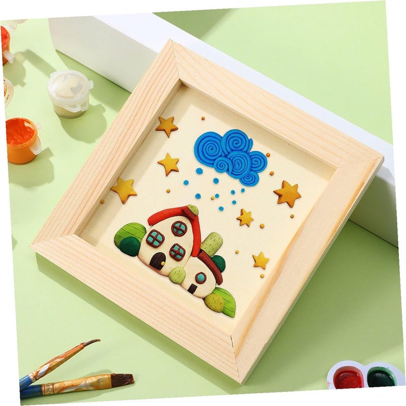 5 قطع إطارات صور DIY خشبية فارغة مقاس داخلي 16.5x16.5 سم، إطارات صور حرفية لعرض الأعمال الفنية ومشاريع الفن، وديكور غرفة الأطفال. - Image 3