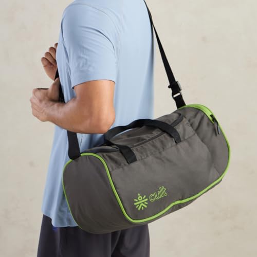 Cult Foldable Unisex Duffle Bag 25L – Lightweight, Water-Repellent & Durable Gym and Travel Bag with Adjustable Shoulder Strap, Side Pocket & Strong Zippers – Olive - Image 2
