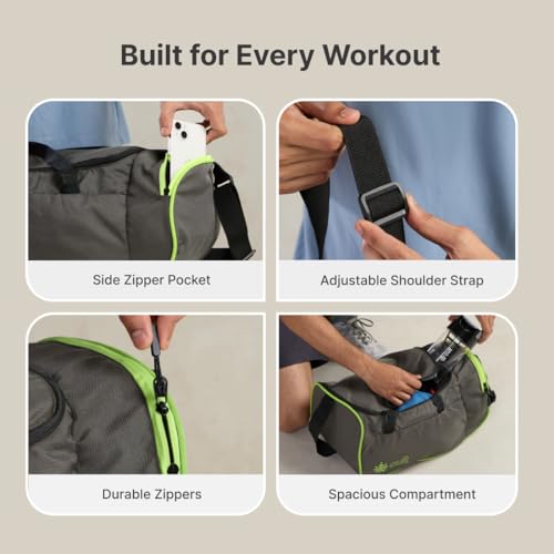 Cult Foldable Unisex Duffle Bag 25L – Lightweight, Water-Repellent & Durable Gym and Travel Bag with Adjustable Shoulder Strap, Side Pocket & Strong Zippers – Olive - Image 5