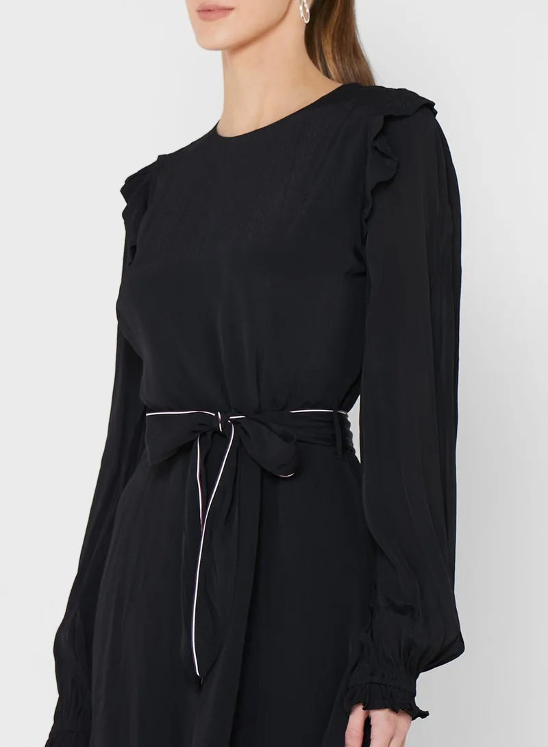 TOMMY HILFIGER Belted Ruffle Detail Dress