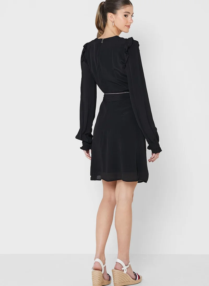 TOMMY HILFIGER Belted Ruffle Detail Dress