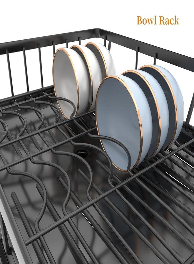 NYTRYD Dish Drying Rack, 2-Tier Kitchen Dish Racks with Drainboard, Dish Drainer Set for Kitchen Counter with Utensil Holder, Large Dish Rack Organizer Set for Plates Drying - Image 4