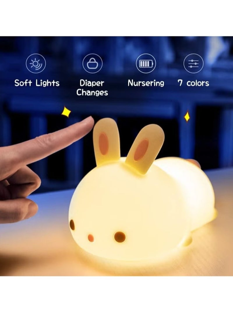 TIGER Cute Bunny Kids Night Light – Soft LED Nursery Lamp with 7 Color Changing Options, Rechargeable Battery, Perfect for Children's Room Decor, Safe and Eco-Friendly, Ideal Gift for Boys and Girls - Image 2