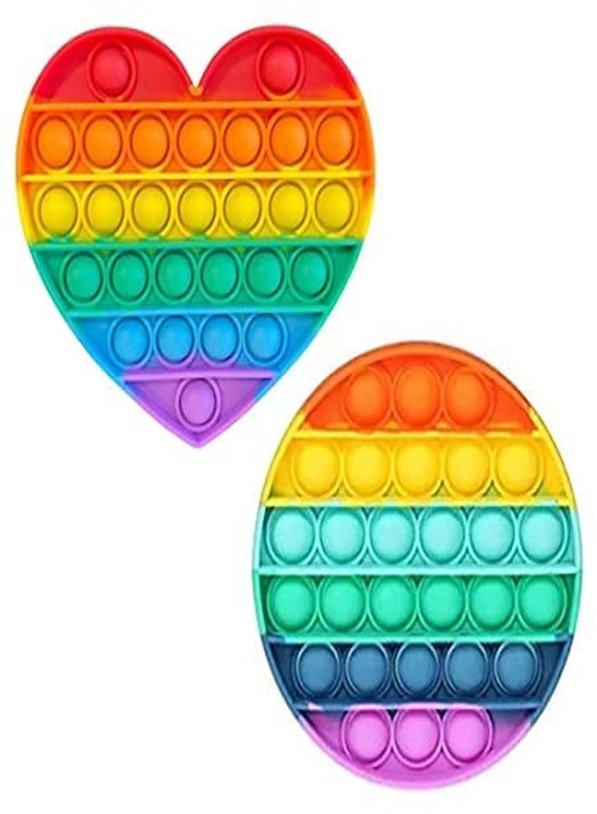 VEDZMe - Pop It Fidget Toys, Silicone Push Pop Bubble Fidget Sensory Toy, Novelty Gifts for Girls & Boys Combo (Design- Heart + Circle) (Pack of 2) - Image 1