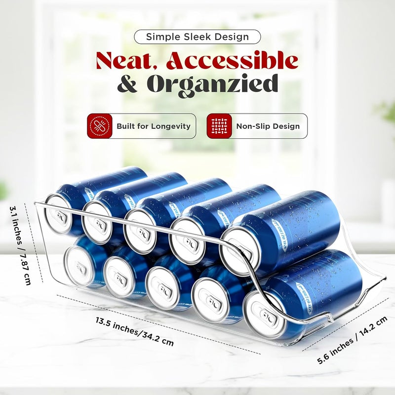 Utopia Kitchen Can Organizer for Pantry - Soda Can Organizer for Refrigerator - Can Storage Organizer Pantry, Fridge & Freezer Organization - Holds Food & Soup Can (Pack of 4, Clear) - Image 2