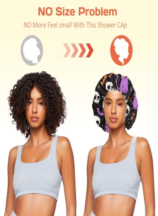 BHAHB Shower Cap Reusable Double Layer Adjustable Elastic Waterproof EVA Hair Bath Caps for Women Girls Cute Aesthetic-Cat - Image 5