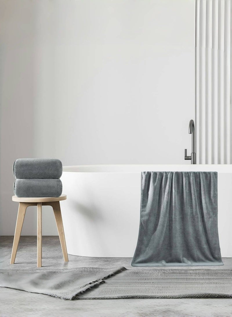 Microfiber Bath Towel 70*140cm, Soft, Durable, Super Absorbent and Fast Drying, Grey - Image 4