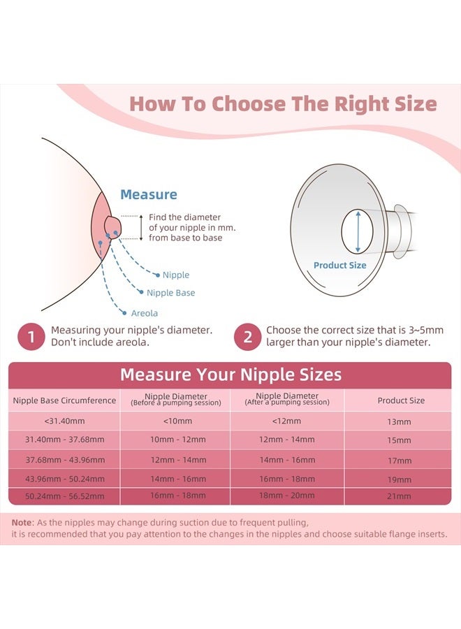 LOTBILL إدخال فلانج 13/15/17/19/21 مم 10 قطع متوافق مع مضخة الثدي القابلة للارتداء Momcozy S12 Pro/S9 Pro/S12/S9/Medela/Spectra وغيرها فلانج/درع 24 مم، تقليل نفق 24 مم إلى الحجم الصحيح - Image 5