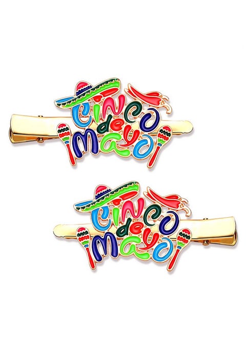 Cinco De Mayo Hair Clips Mexican Fiesta Hairpins For Women Statement Cactus Chili Pinata Sombrero Alligator Clips Mexican Hair Accessory Gifts