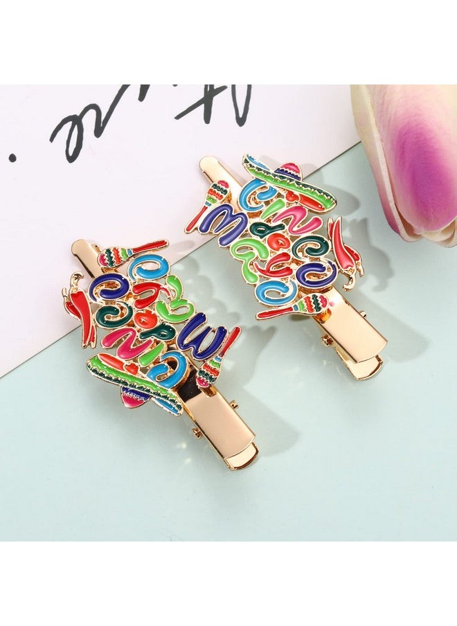 NVENF - Cinco De Mayo Hair Clips Mexican Fiesta Hairpins For Women Statement Cactus Chili Pinata Sombrero Alligator Clips Mexican Hair Accessory Gifts - Image 1