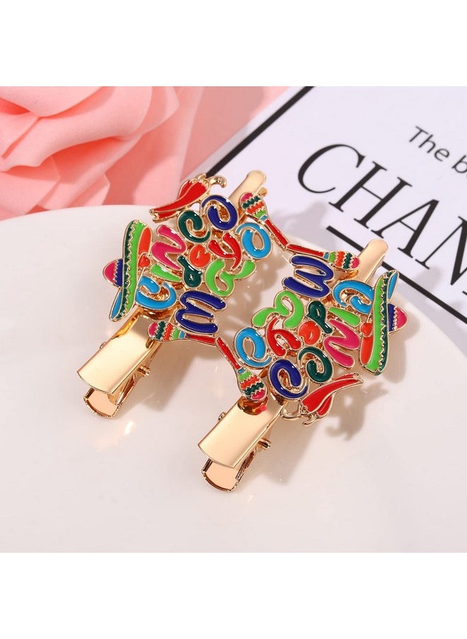 NVENF - Cinco De Mayo Hair Clips Mexican Fiesta Hairpins For Women Statement Cactus Chili Pinata Sombrero Alligator Clips Mexican Hair Accessory Gifts - Image 1