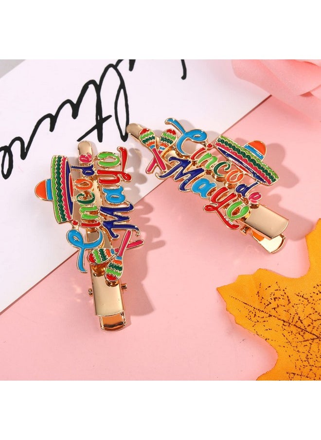 NVENF - Cinco De Mayo Hair Clips Mexican Fiesta Hairpins For Women Statement Cactus Chili Pinata Sombrero Alligator Clips Mexican Hair Accessory Gifts - Image 1