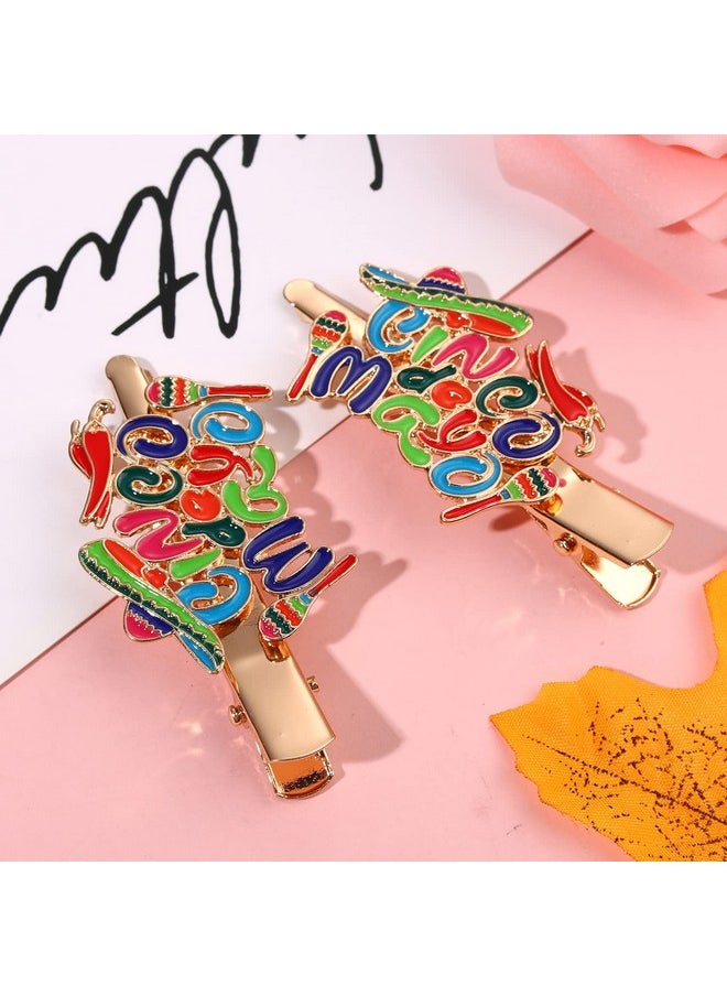 NVENF - Cinco De Mayo Hair Clips Mexican Fiesta Hairpins For Women Statement Cactus Chili Pinata Sombrero Alligator Clips Mexican Hair Accessory Gifts - Image 1